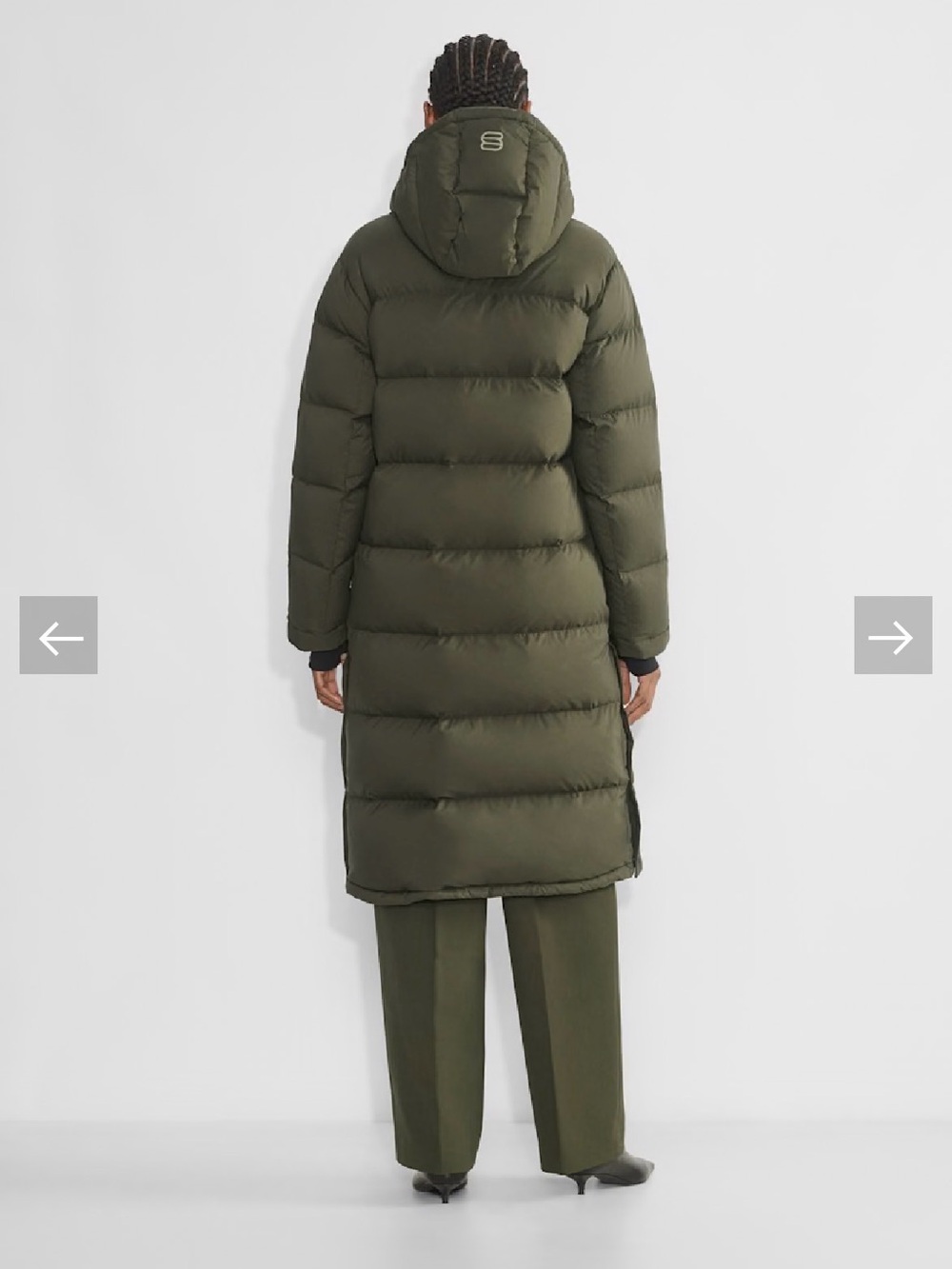 Aritzia Super Puff Long Olive Green Hooded Puffer Down Coat Like New XXS - Picture 2 of 9